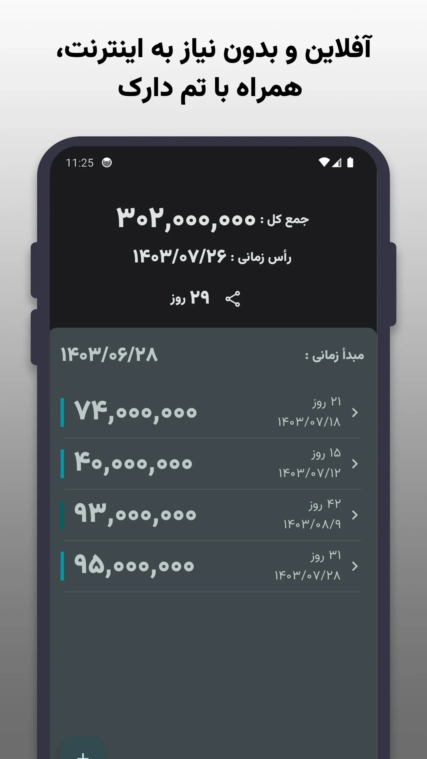 نمایش محیط اپلیکیشن میان‌چک در حالت دارک مود یا تم تاریک