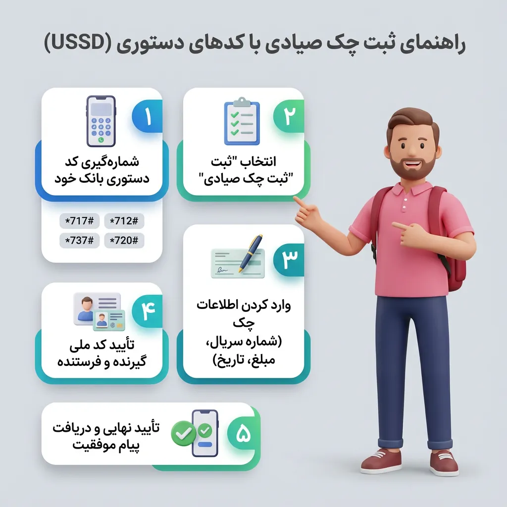 مراحل ثبت چک صیادی با کد USSD